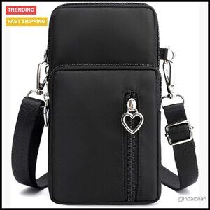 Mini Crossbody Bag Nylon Water-Resistant Adjustable Strap Chic Compact Phone